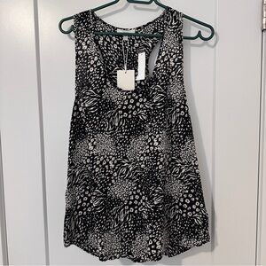 Joie Black White Patterned Sleeveless Blouse Tank Top Size XL Women’s NWT